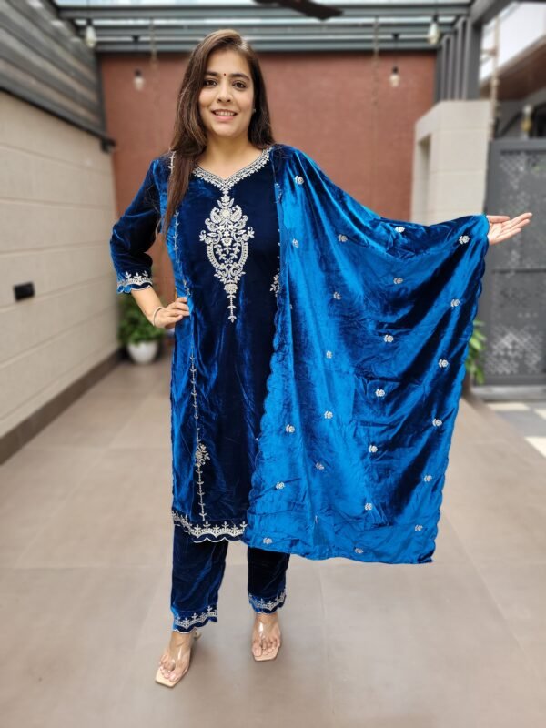 Velvet Embroidery & Zari Work Suit Set
