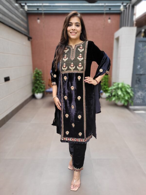 Velvet Zari Gota Work Suit Set