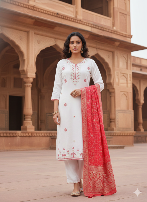 Banarasi Dupatta & Embroidery Suit Set