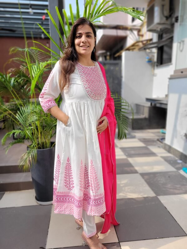 Anarkali Set with Handblock Print