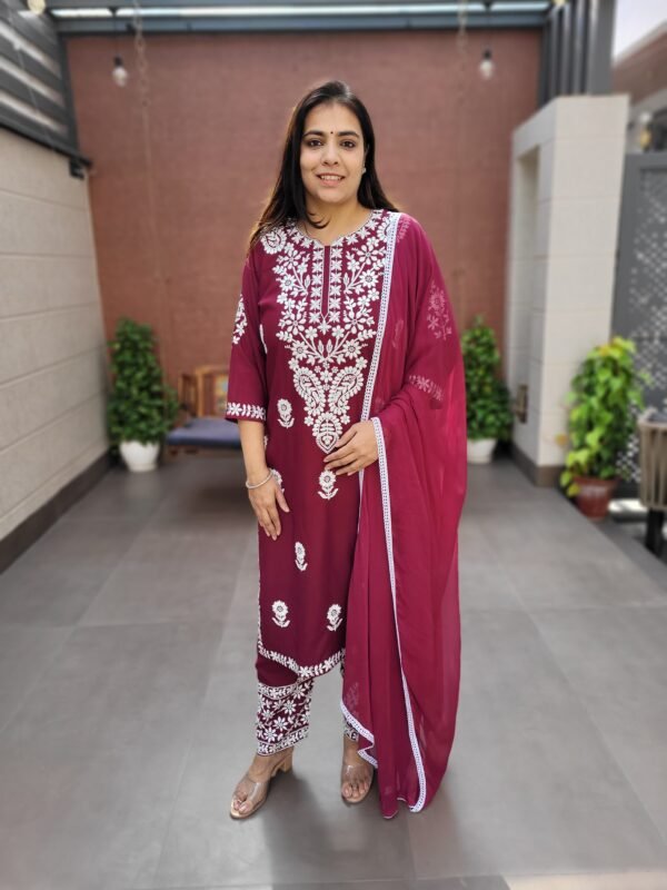 Premium Rayon Chikanari 3PC Set for Women