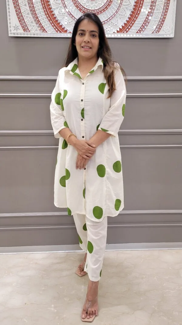 cotton collar neck kurti set for women