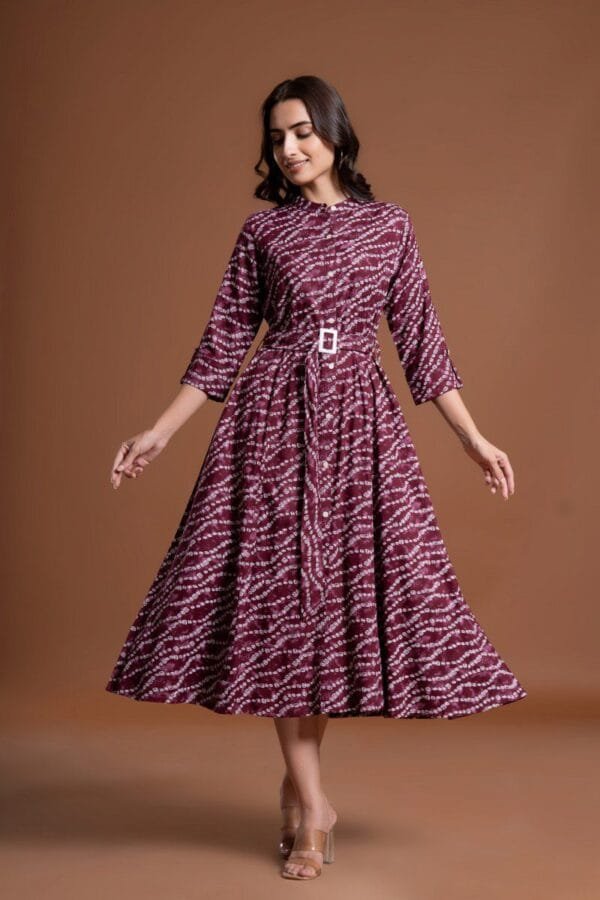 Stylish Premium Rayon Gown with Belt