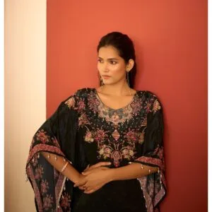 Natural Crepe Kaftan 2PC Set with Handwork