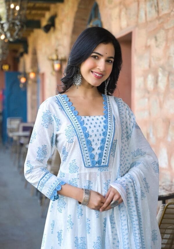 Crochet Lace Anarkali Suit for Festive Wear