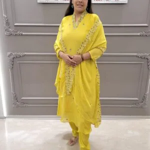 Party Wear Chinon Kurta Set