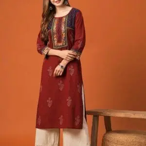 Cotton Kurta with Kalamkari Border