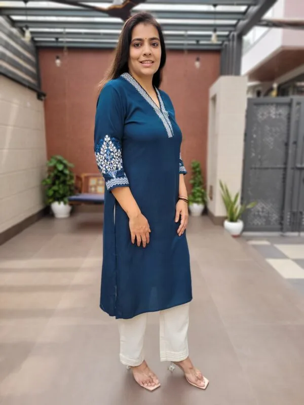 Premium Rayon Kurti with Heavy Embroidery