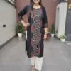 Cotton Slub Kurta with Ikkat Print