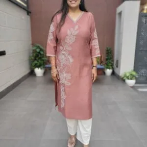 Rayon Dobby Kurta with Embroidery