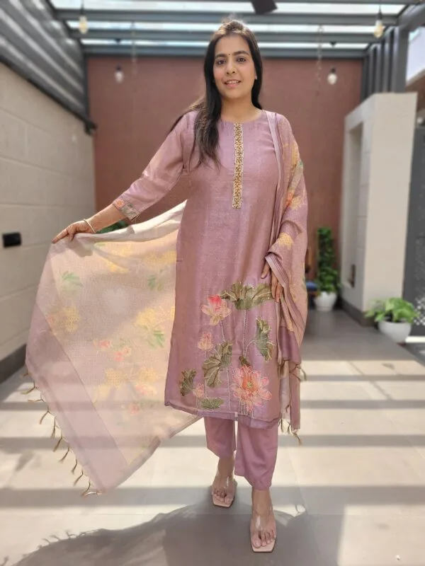 Chanderi 3PC Set with Handwork