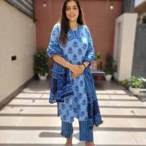 Indigo Cotton 3PC Suit