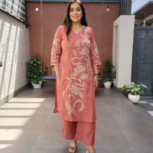 Cotton Flex Palazzo Set with Sequins