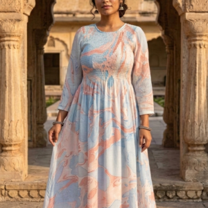 Beautiful Marble Print Midi Gown