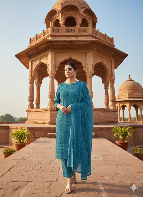 Heavy Chikankari Embroidered Georgette Suit Set for Women