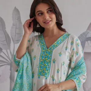Cotton Dobby Anarkali Gown with Dupatta