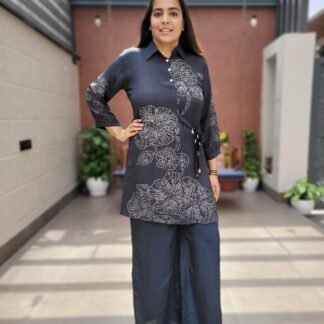 Natural Crepe Co-Ord Set with Sequins