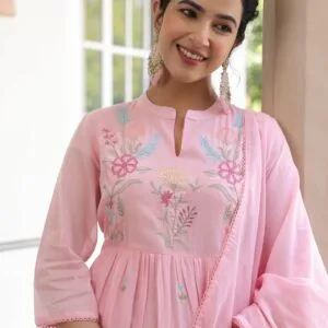 Embroidered Mal Cotton Gown