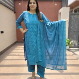Heavy Chikankari Embroidered Georgette Suit Set