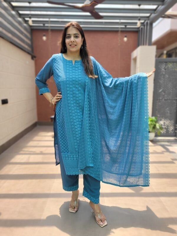 Heavy Chikankari Embroidered Georgette Suit Set