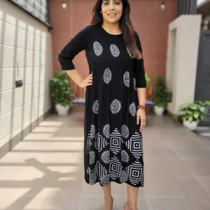 Hand Block Printed Midi Gown
