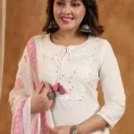 Cotton Flex Suit with Multi Shaded Embroidery