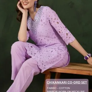 Chikankari Co-ord Set with Mirror