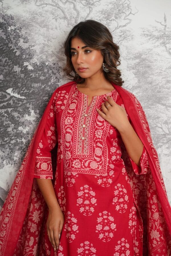 Cotton 3PC Set with Zari Detailing
