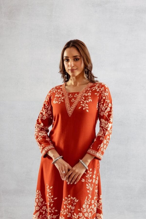 German Rayon A-Line Kurta with Palazzo Bottom