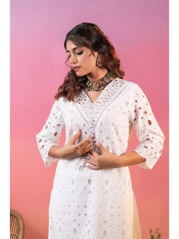Chikankari Co-ord Set with Mirror