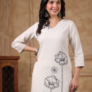 2PC Cotton Flex Suit with Embroidery