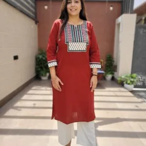 Cotton Slub Kurta with Handwork