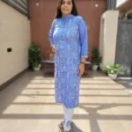 Denim Cotton 2PC Set with Hand Chikankari