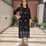 Rayon Crush Gown with Block Print