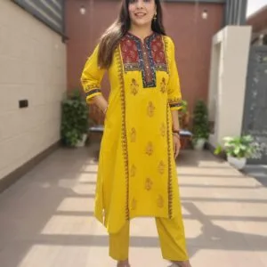 2PC Cotton Slub Set With Single Pocket In Kurta