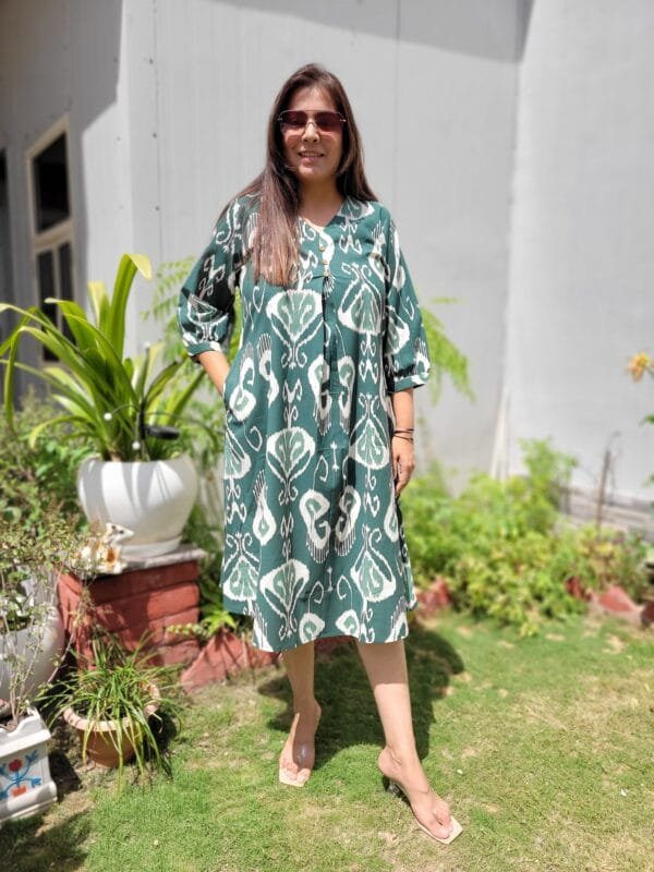 Ikkat Print Cotton Flex Kurta Gown