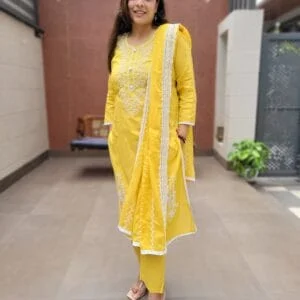 Cotton 3PC Set with Chikankari Embroidery