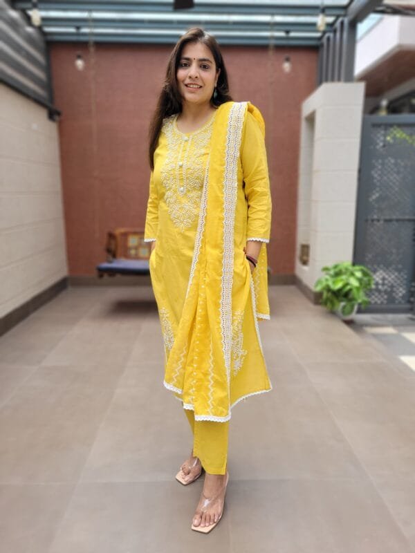 Cotton 3PC Set with Chikankari Embroidery