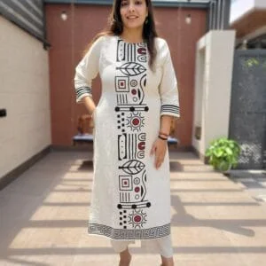 Arabic Print Cotton Kurta