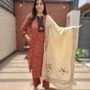 Cotton 3PC Set with Applique Dupatta