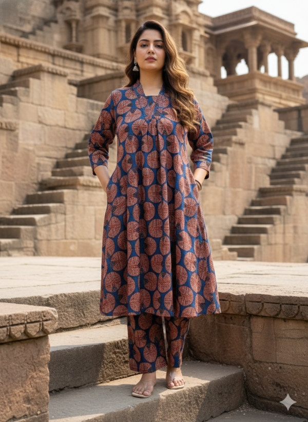 A-Line Cotton 2PC Set with Thread & Sequin Work