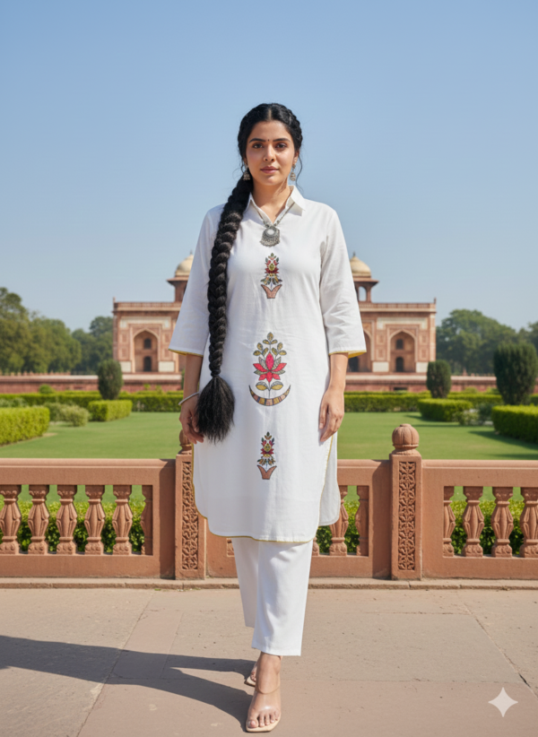 Apple Cut Embroidered Palazzo Set in Mal Cotton