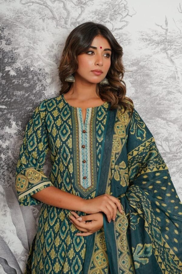 Pure Cotton Ikkat Suit with Zari