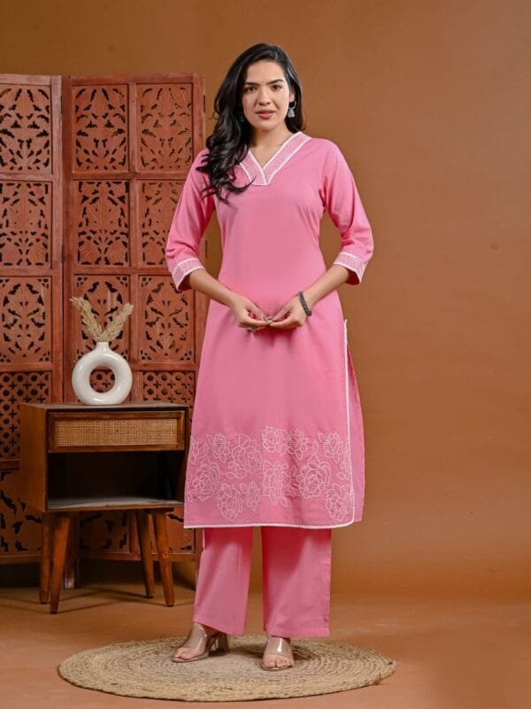 Pure Cotton V-Neck Palazzo Set