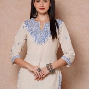 Bollywood Style Cotton Flex Outfit with Embroidery
