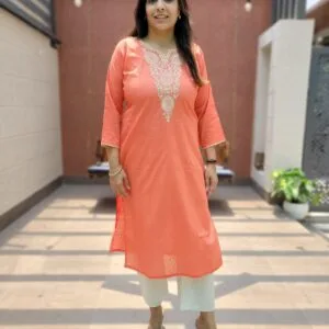 Embroidered Cotton Dobby Kurta