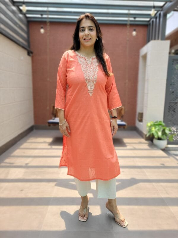 Embroidered Cotton Dobby Kurta
