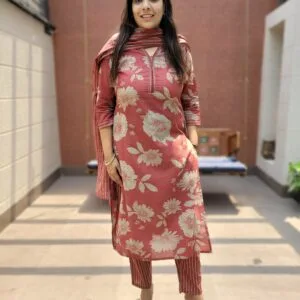 Cotton 3PC Kurti Set with Beads