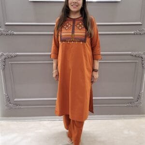 Cotton 2PC Set with Front and Back Embroidery