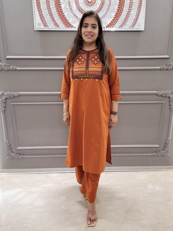 Cotton 2PC Set with Front and Back Embroidery
